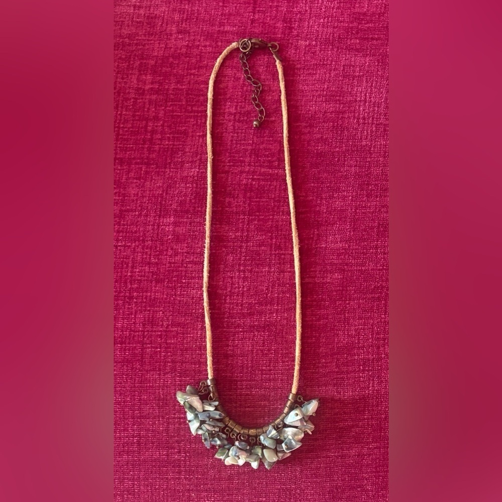 One Of A Kind Handmade Pink White Puka Shell Chip Bead Wood Necklace Made By Me! - Picture 3 of 12